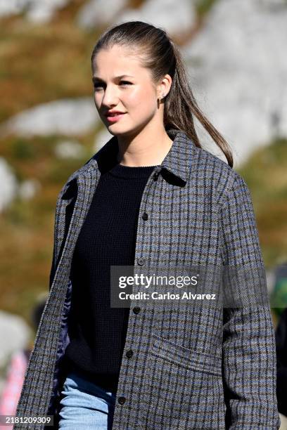 Crown Princess Leonor of Spain visits Sotres which has been honoured as the 2024 Best Asturian Village, the day after the 'Princesa de Asturias'...