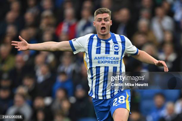 Evan Ferguson of Brighton & Hove Albion in action during the Premier League match between Brighton & Hove Albion FC and Wolverhampton Wanderers FC at...