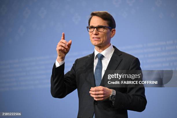 Swiss National Bank chairman Martin Schlegel holds a press conference launching the process to develop new Swiss banknote series in Swiss capital...
