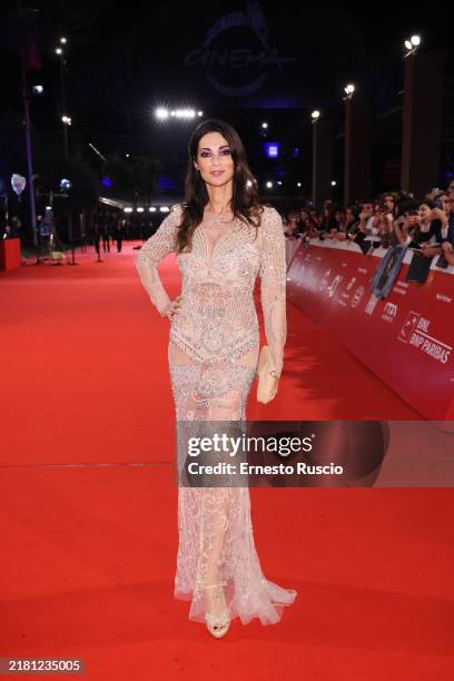 Manuela Arcuri attends the "Modì – Three Days On The Wing Of Madness" red carpet during the 19th Rome Film Festival at Auditorium Parco Della Musica...