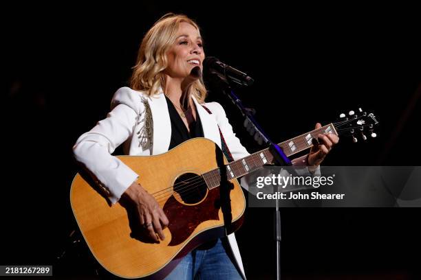 Sheryl Crow performs onstage at the Concert For Carolina Benefit Concert at Bank of America Stadium on October 26, 2024 in Charlotte, North Carolina.