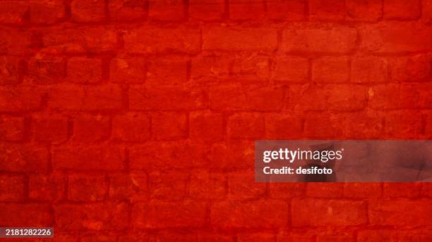 horizontal empty blank rough textured bright vibrant red maroon coloured whitewashed brick wall rustic monochrome vector background or wallpaper with copy space - whitewashed brick stock illustrations