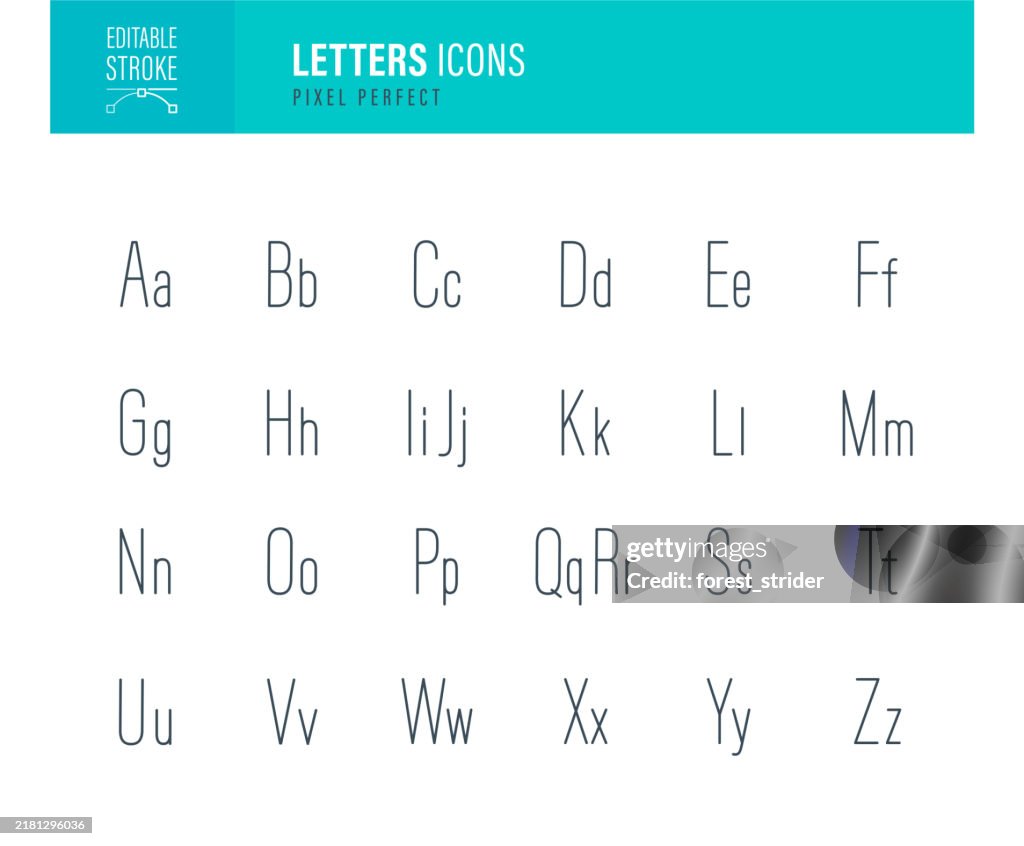 Alphabet Letter Icons Editable Stroke