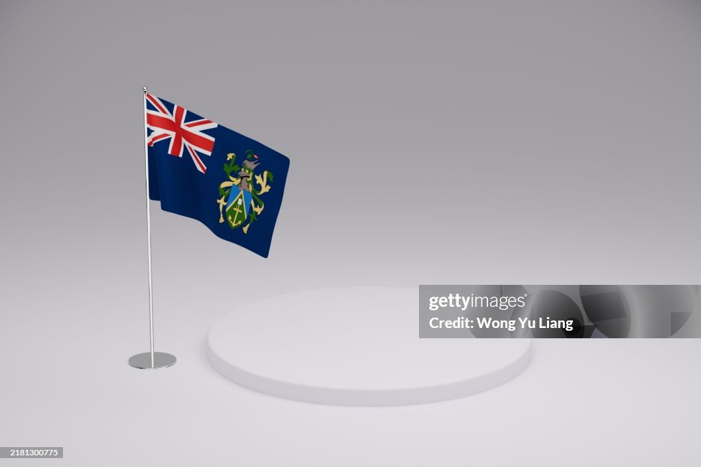 Pitcairn Island Flag template, on white podium