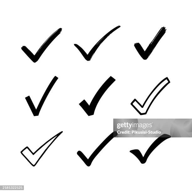 häkchen-symbol gesetzt. häkchen- oder häkchensymbolsammlung auf weißem hintergrund. - kästchen zum ankreuzen stock-grafiken, -clipart, -cartoons und -symbole