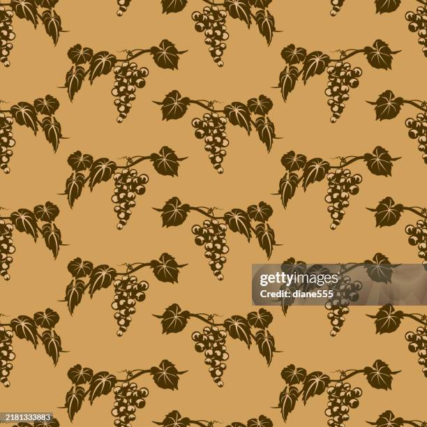 grapevines seamless background pattern - vineyard rows stock illustrations