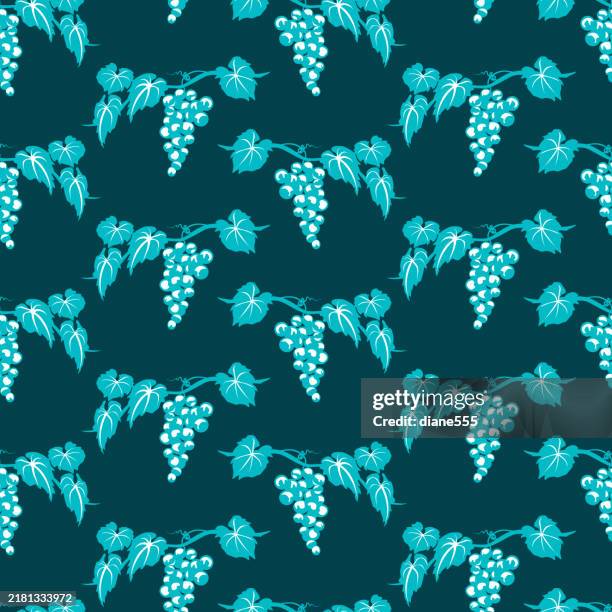 grapevines seamless background pattern - vineyard rows stock illustrations