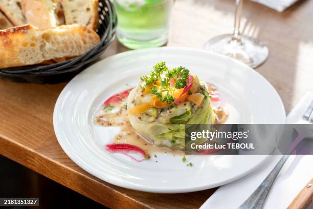 leek salad with vinaigrette - poireau photos et images de collection