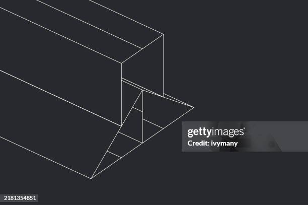 3d perspective line model technology sketch background - engineering blueprint stock illustrations