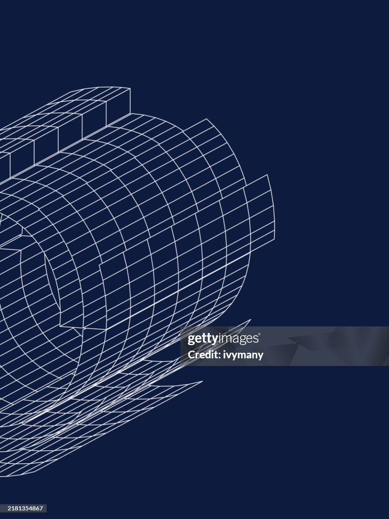 3d Model Line Structure Technology Pattern Background High-Res Vector ...