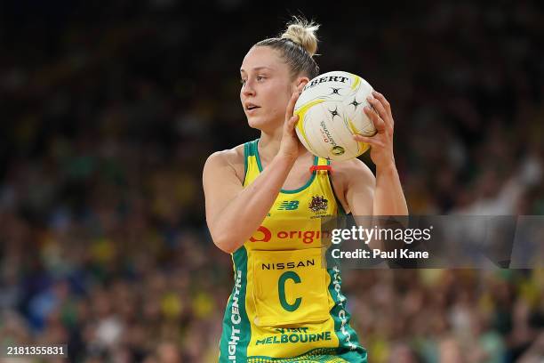 Jamie-Lee Price of Australia in action during game three of the Constellation Cup between Australia Diamonds and Silver Ferns at RAC Arena on October...