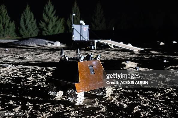 A Canadian lunar rover is seen during a demonstration outside the ...