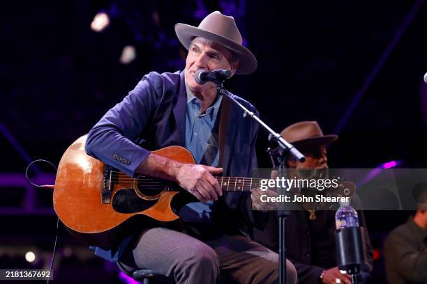 James Taylor performs onstage at the Concert For Carolina Benefit Concert at Bank of America Stadium on October 26, 2024 in Charlotte, North Carolina.