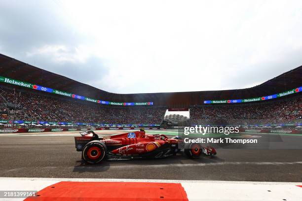 Carlos Sainz of Spain driving the Ferrari SF-24 on track during the F1 Grand Prix of Mexico at Autodromo Hermanos Rodriguez on October 27, 2024 in...