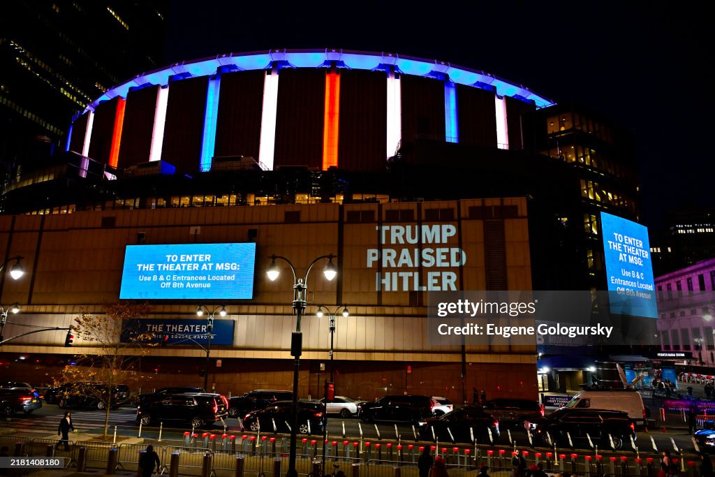 The DNC Projects Messages About Trump Onto Madison Square Garden During His Rally