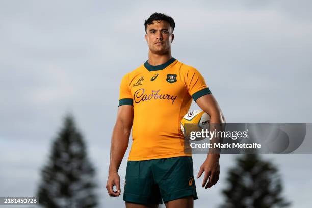 Joseph Sua'ali'i poses during an Australia Wallabies Portrait Session on October 28, 2024 in Sydney, Australia.