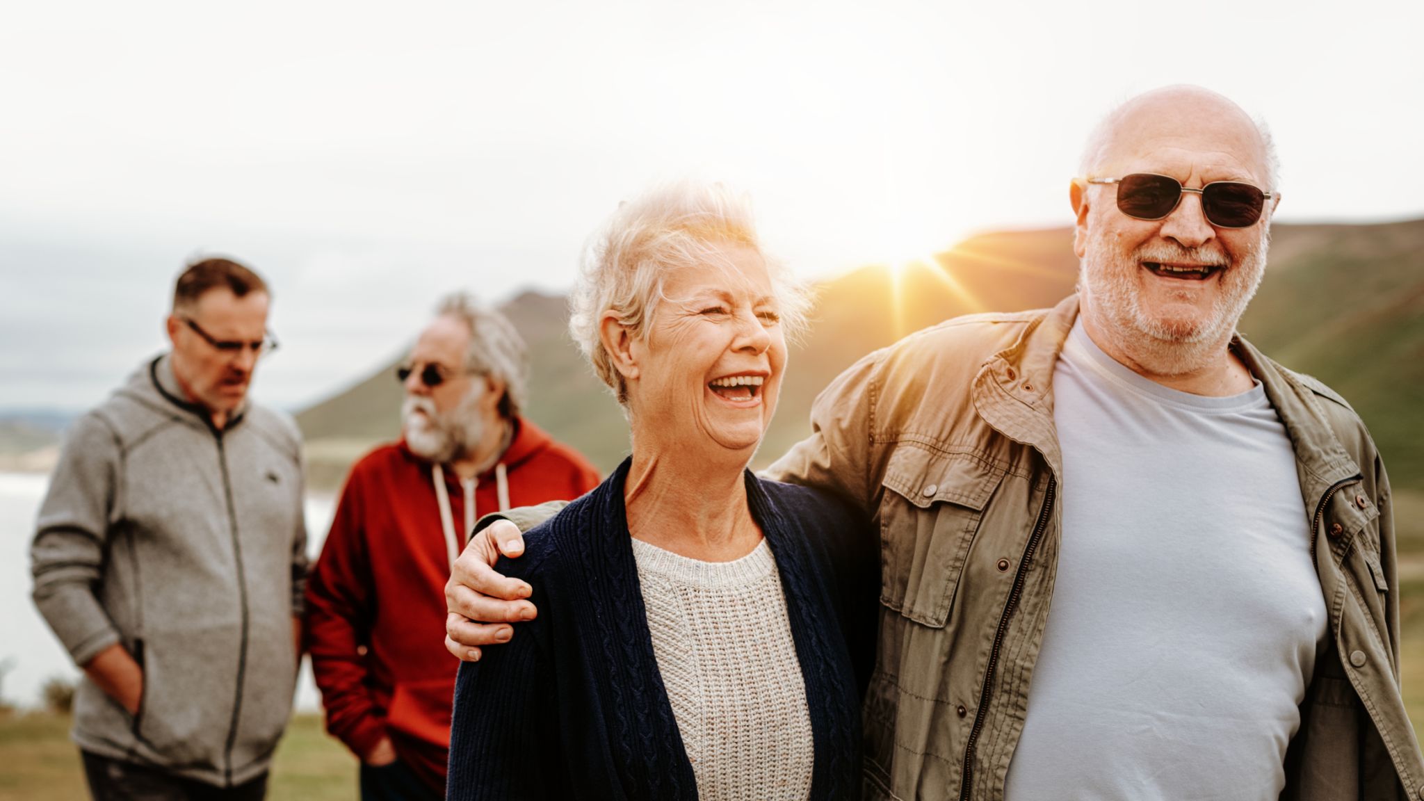 Elderly Caucasian couple and friends smiling outdoors, Group of elderly friends enjoying a sunny day outdoor nature. Happy elderly couple with friends, Elderly men and woman, outdoors, smiling. Elderly Caucasian couple and friends smiling outdoors, Group of elderly friends enjoying a sunny day outdoor nature. Happy elderly couple with friends, Elderly men and woman, outdoors, smiling.