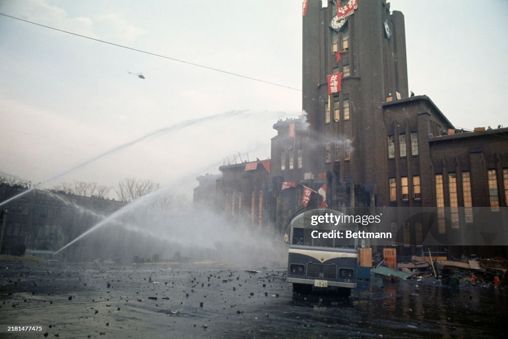 Water Cannon Aimed at Tokyo Student Protestors