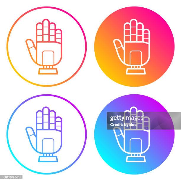 robot hand. round icons with color gradients - robotic process automation stock illustrations