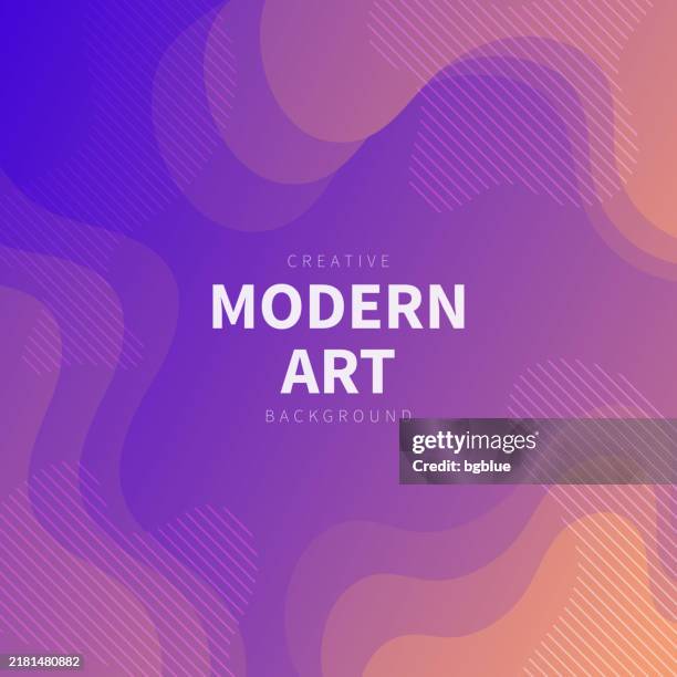 fluid abstract design with purple gradient - trendy background - dramatic sunset stock illustrations
