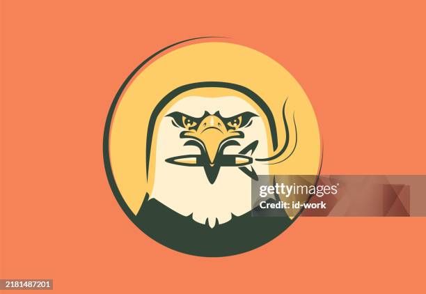 bald eagle holding missile icon - eagle scout stock illustrations