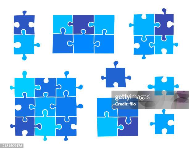 illustrations, cliparts, dessins animés et icônes de pièces de puzzle modernes dessinées à la main - pièce de puzzle