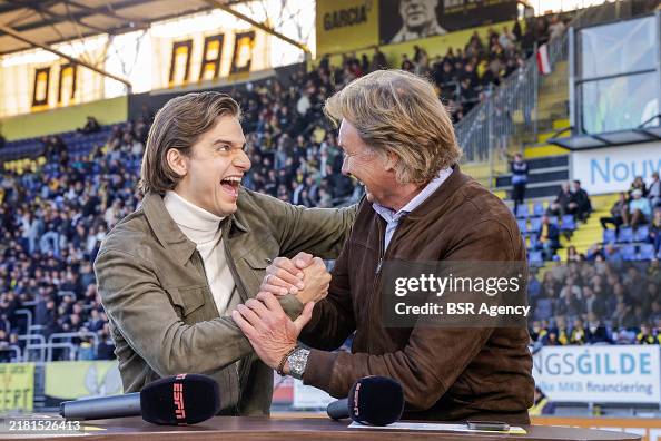 Espn Fc Commentators ESPN commentators take a commercial clip during a Dutch Eredivisie ...