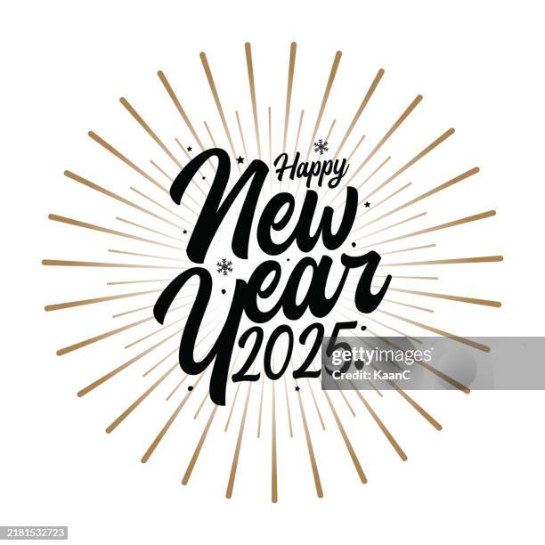 2025 happy new year. abstract numbers on sunburst background vector illustration. holiday banner design for greeting card, invitation, calendar, etc. vector stock illustration - happy new year stock illustrations