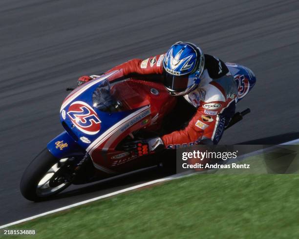 Vincent Philippe from France riding the Tecmas Racing Honda NSR250 Grand Prix motorcycle during the Cinzano Motorrad Grand Prix Deutschland, Round 9...