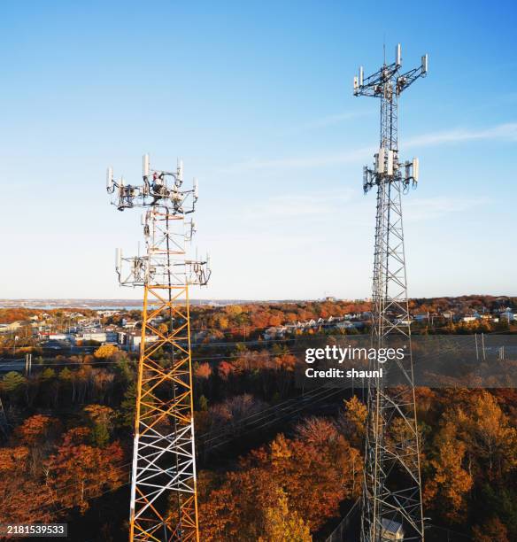 communications towers - northeast stock pictures, royalty-free photos & images