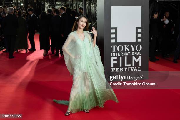 Actor Rinko Kikuchi attends the opening night red carpet for the 2024 Tokyo International Film Festival at Tokyo Midtown Hibiya on October 28, 2024...