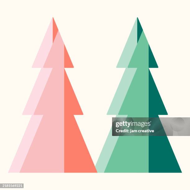 abstract angular holiday trees - mint green gradient stock illustrations