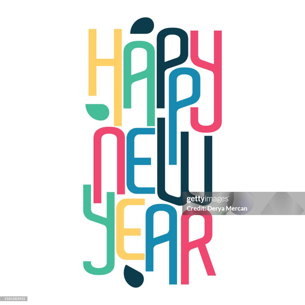 Happy Lettering Design Color:red Happy New Year Letteringabstract Lettering Vector Stock Illustration ...
