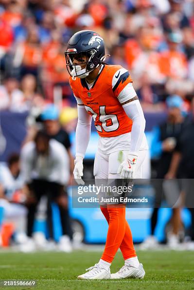 Debon Key Safety Devon Key of the Denver Broncos defends against the Carolina ...