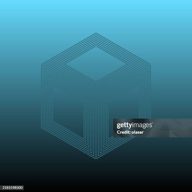 Geometric Design Featuring Intertwining Lines In A Cube Shape With A ...