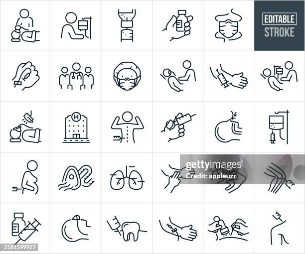 stockillustraties, clipart, cartoons en iconen met anesthesia thin line icons - editable stroke - operatiemasker
