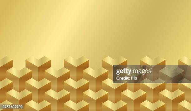 textured golden 3d shapes block design background edge - data logistics abstract stock illustrations