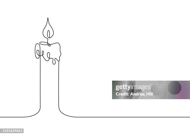 candle single continuous line zeichnung - weihnachtsbaum freisteller stock-grafiken, -clipart, -cartoons und -symbole
