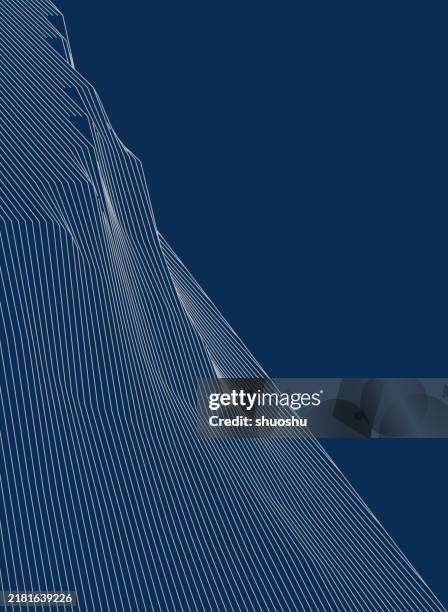 blue 3d mountain wireframe line background - wireframe landscape stock illustrations