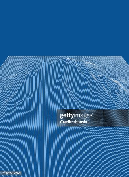 blue 3d mountain wireframe line background - wireframe landscape stock illustrations