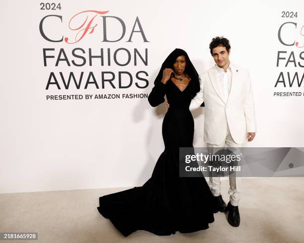 Zac Posen and Cynthia Erivo attend the 2024 CFDA Awards at American Museum of Natural History on October 28, 2024 in New York City.