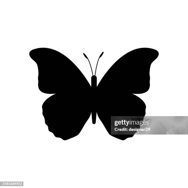 illustrazioni stock, clip art, cartoni animati e icone di tendenza di design vettoriale dell'icona della farfalla - farfalla