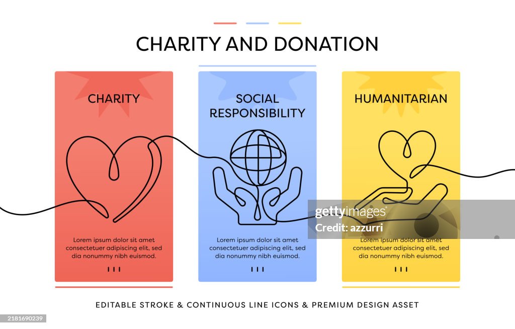 Charity And Donation Continuous Line Art Concept High-Res Vector ...