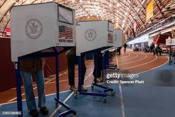 New Yorkers participate in early voting at a polling site in Brooklyn on October 29, 2024 in New York City. As Election Day approaches on November...