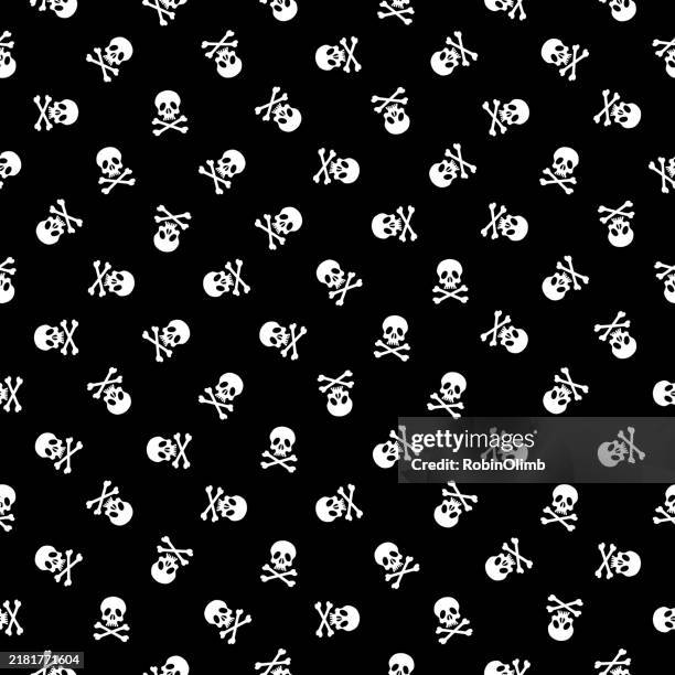 mini totenköpfe und gekreuzte knochen nahtloses muster - totenkopf stock-grafiken, -clipart, -cartoons und -symbole