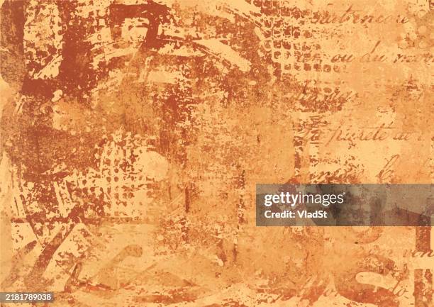 ilustraciones, imágenes clip art, dibujos animados e iconos de stock de fondo abstracto de terracota vintage papel de decoupage envejecido - rústico