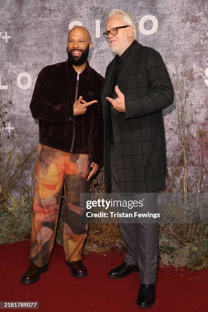 Common and Tim Robbins attend the "Silo" Season Two World Premiere at Picturehouse Central on October 29, 2024 in London, England.