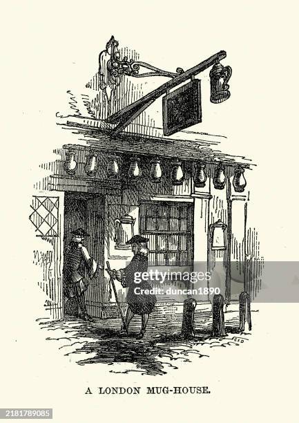 illustrations, cliparts, dessins animés et icônes de mug house, pub ou taverne de londres, 18ème siècle, illustration vintage - style du xviiième siècle