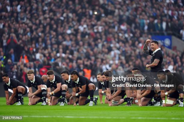 New Zealand perform the Haka during the Autumn international match at the Allianz Stadium, Twickenham. Picture date: Saturday November 2, 2024.