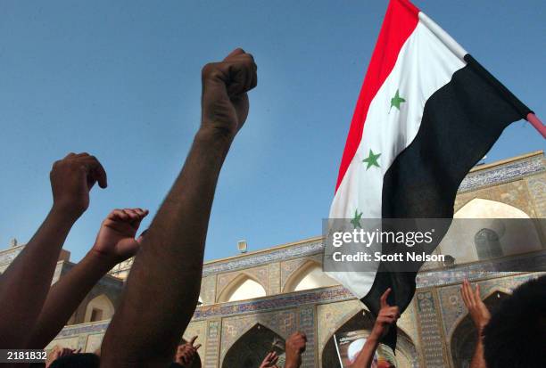 iraqi shia'as protest detentions - irak flag stock pictures, royalty-free photos & images